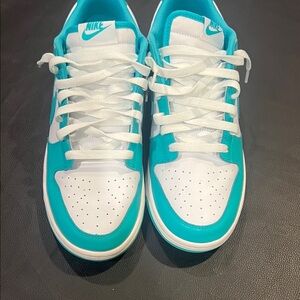 Men’s Nike Aqua and White Dunks